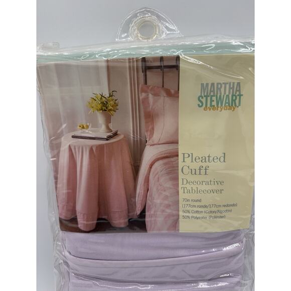 Martha Stewart Pleated Cuff Decorative Table Cover 70” Round Purple Grandmacore - Picture 3 of 6